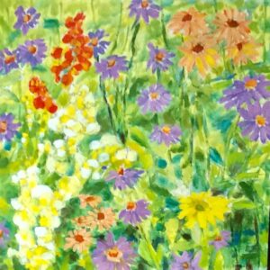 Oil painting of flowers by Dennis Teakle